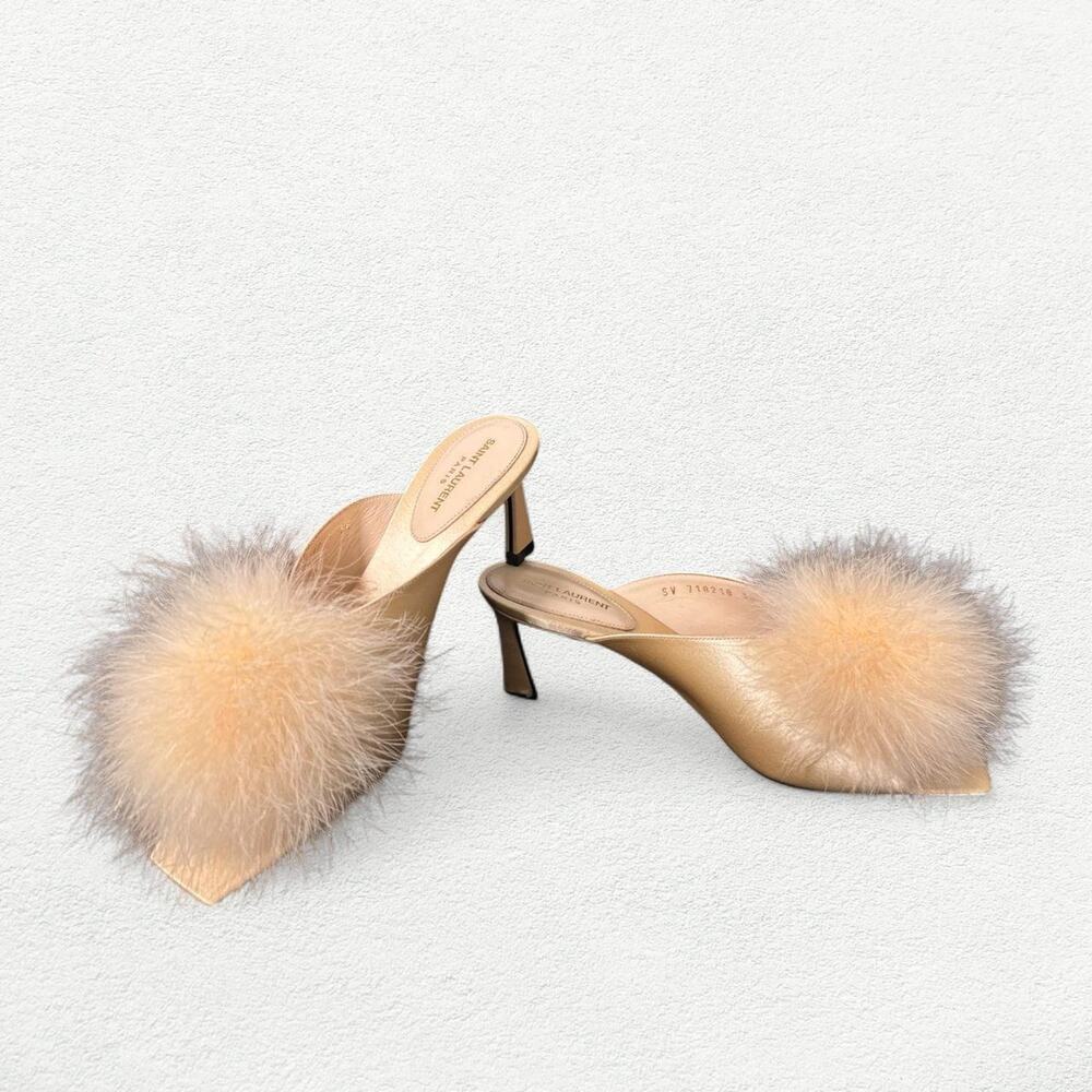 Saint Laurent Paris Blanco 60 Mule in Soft Nude